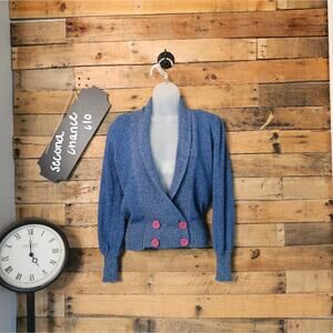 Langtry too women's vintage blue silk cardigan sweater size small